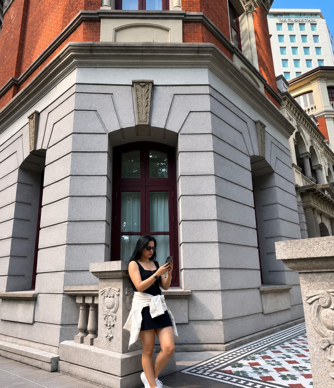 Shruti walking along the Bund in Shanghai